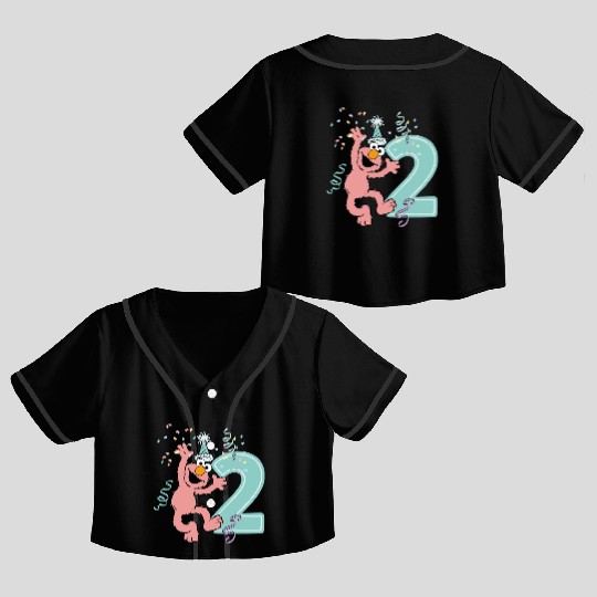 Sesame Street Birthday Design With Elmo Two Years Crop Top Baseball Jerseys