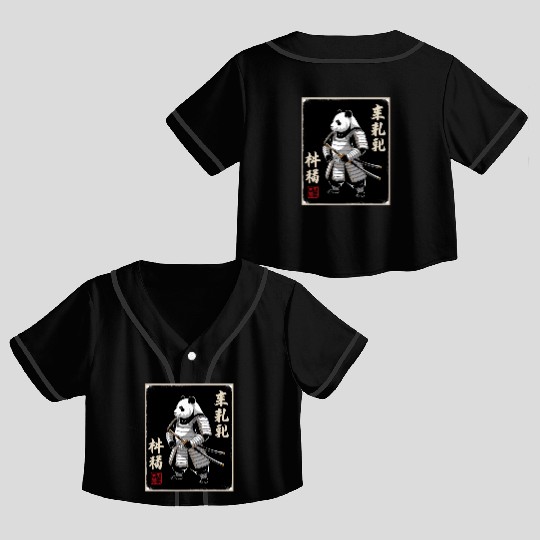 Panda Samurai In Japanese Ukiyo-e Crop Top Baseball Jerseys