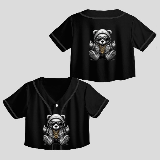 Hip Hop Teddy Bear Crop Top Baseball Jerseys