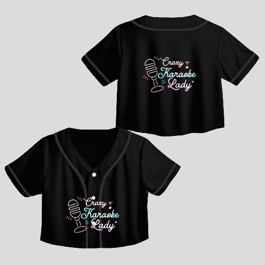 Crazy Karaoke Lady Singing Singer Crop Top Baseball Jerseys