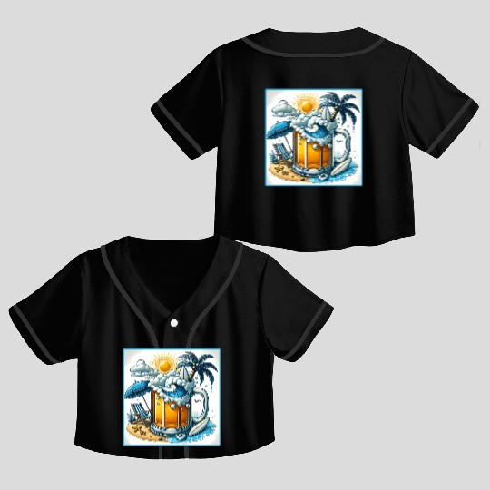 Beer Beach Design Crop Top Baseball Jerseys