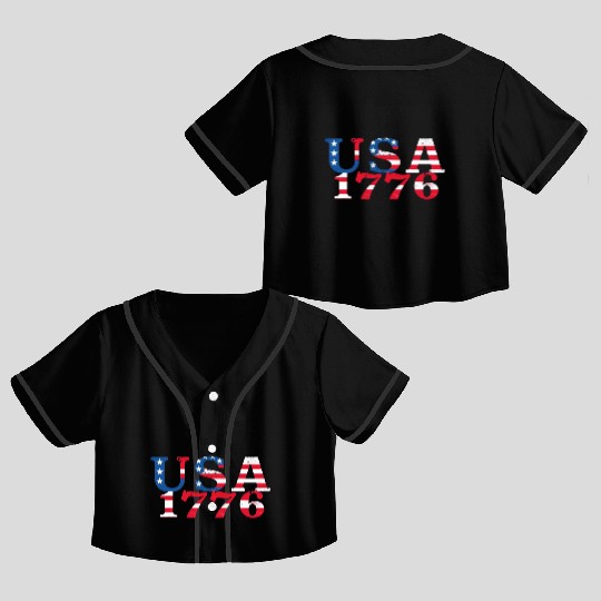 USA Established 1776 Stars Red White Blue Crop Top Baseball Jerseys