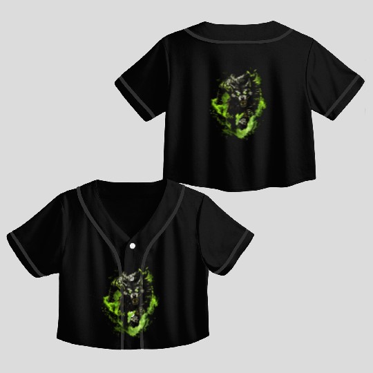 Magic Werewolf With Mystical Green Aura Crop Top Baseball Jerseys
