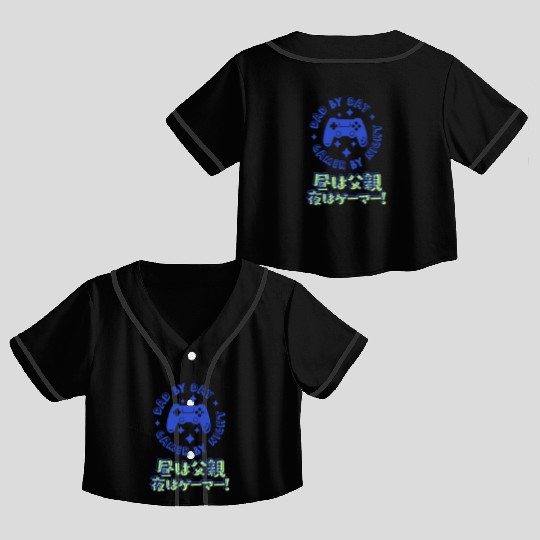 Gamer Dad Controller Blue Crop Top Baseball Jerseys