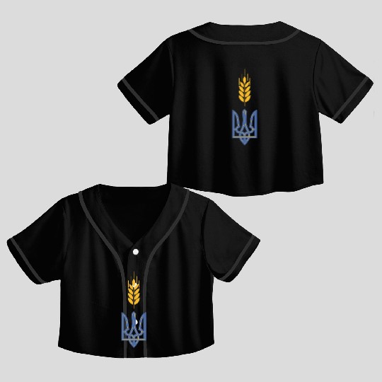 Ukraine Trident Wheat Symbol Ukrainian Heritage Crop Top Baseball Jerseys