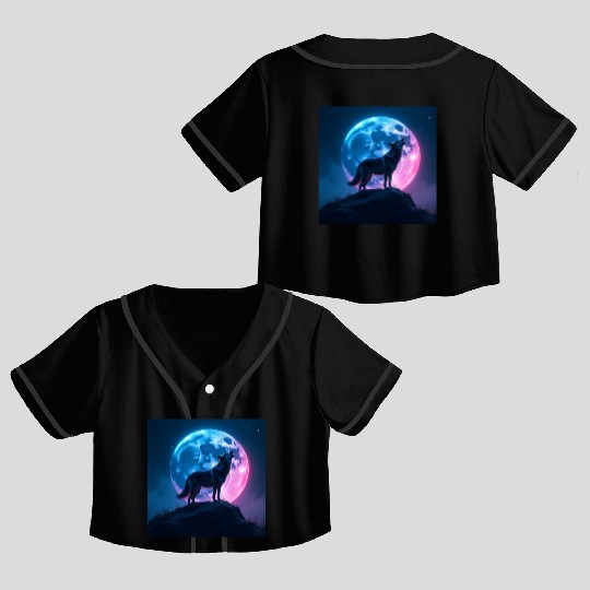 Howl of the Neon Moon Crop Top Baseball Jerseys