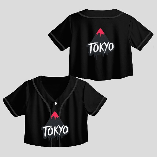 Tokyo Text Design Crop Top Baseball Jerseys