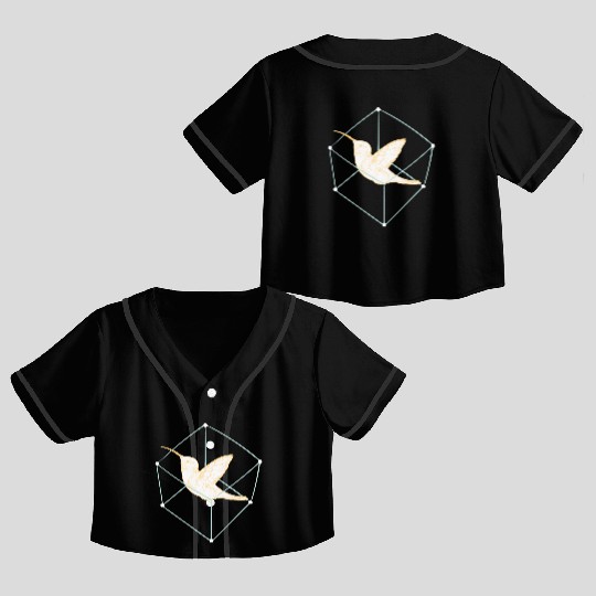 Free Spirit Bird in Geometric Cube Crop Top Baseball Jerseys