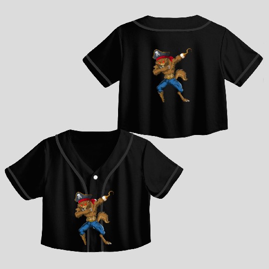 Dabbing Werewolf Pirate Halloween Pirate Crop Top Baseball Jerseys