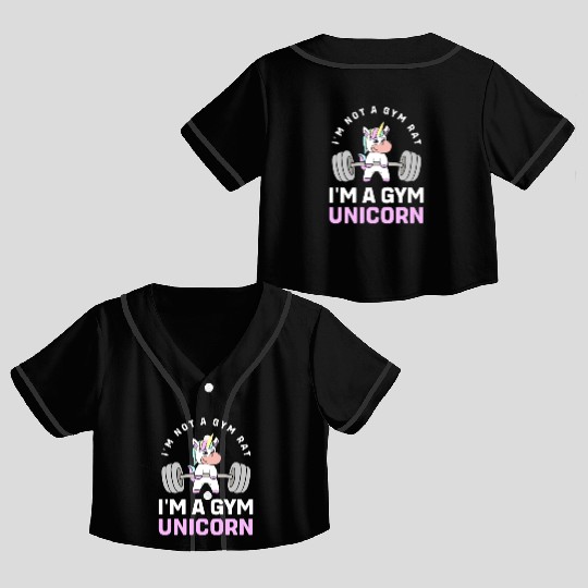 Workout Gym Unicorn Crop Top Baseball Jerseys