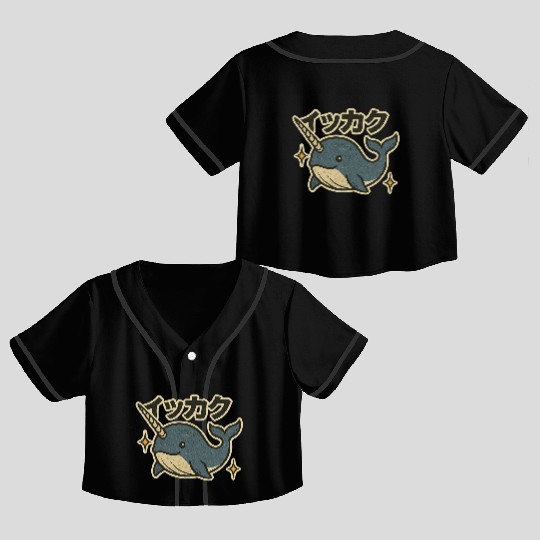Kawaii Narwhal Japanese Crop Top Baseball Jerseys