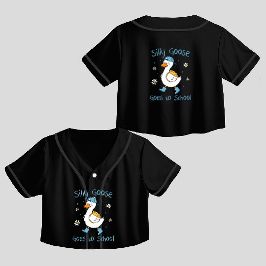 Silly Goose Back to School Funny Crop Top Baseball Jerseys