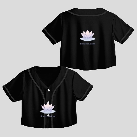 Breathe & Grow – Calm Lotus Minimal Design Crop Top Baseball Jerseys