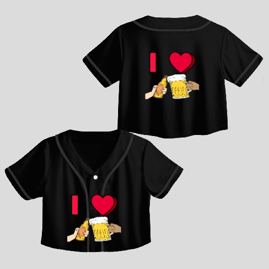 I LOVE BEER #1 Crop Top Baseball Jerseys