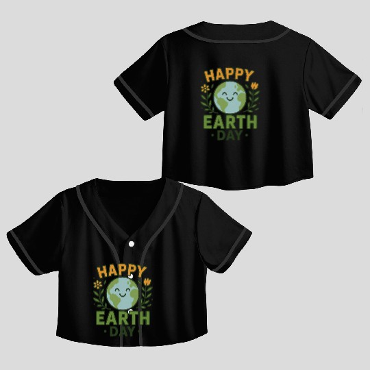 Happy Earth Day Eco-Friendly Design Crop Top Baseball Jerseys