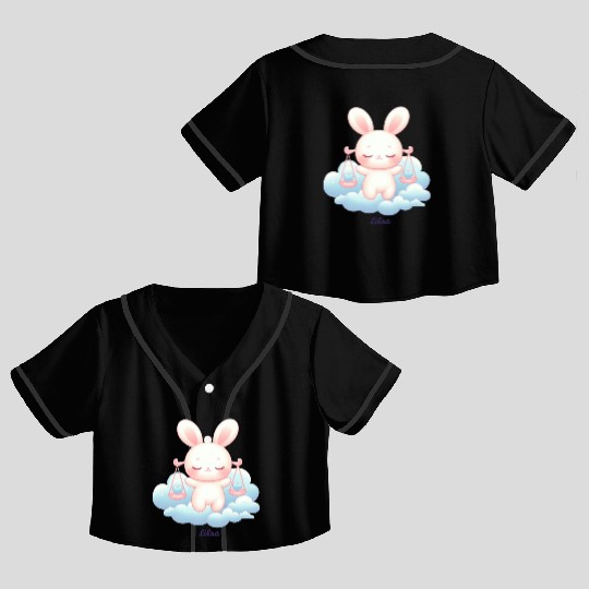 Sweet Bunny Libra Illustration Crop Top Baseball Jerseys
