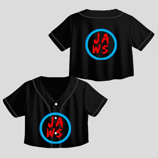 Vibrant Graffiti Style JAWS Logo Crop Top Baseball Jerseys