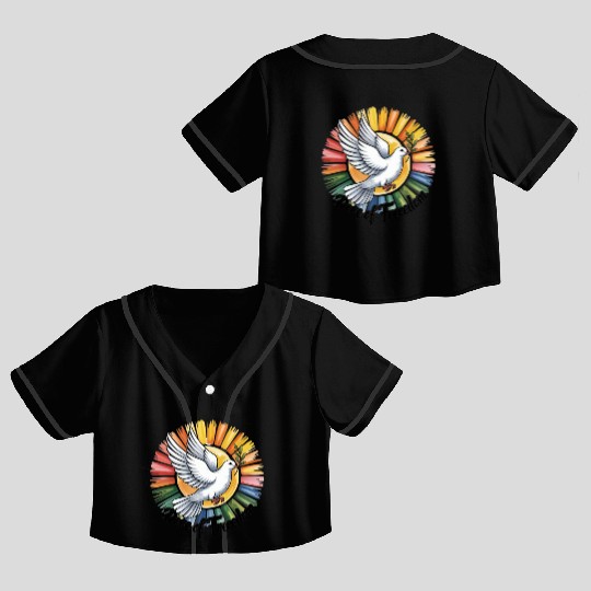Peaceful Dove with Olive Branch Design Crop Top Baseball Jerseys