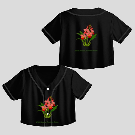 Wild Heart Orchid Botanical Design Crop Top Baseball Jerseys