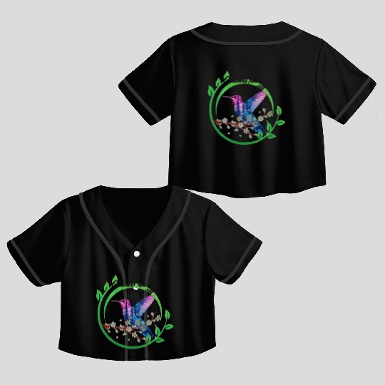Vibrant Hummingbird and Blossoms Design Crop Top Baseball Jerseys