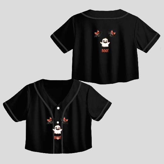BOO! Cute Ghost Kids Halloween Crop Top Baseball Jerseys