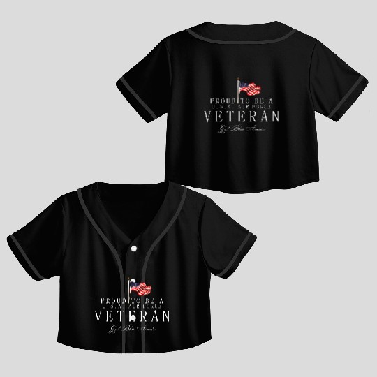 Proud To Be A US Air Force Veteran Crop Top Baseball Jerseys