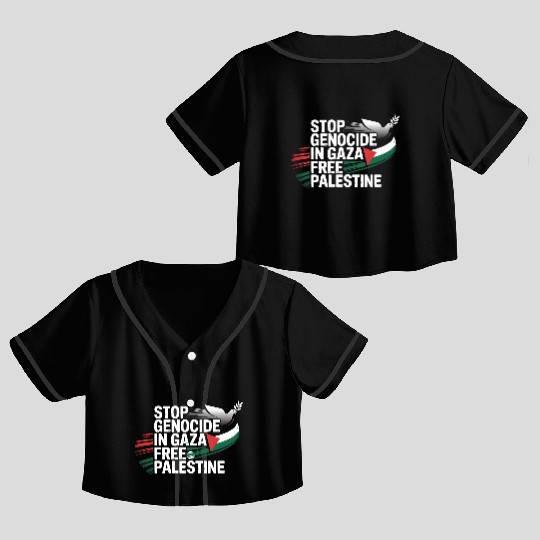 Free Palestine Now – End Genocide in Gaza Crop Top Baseball Jerseys