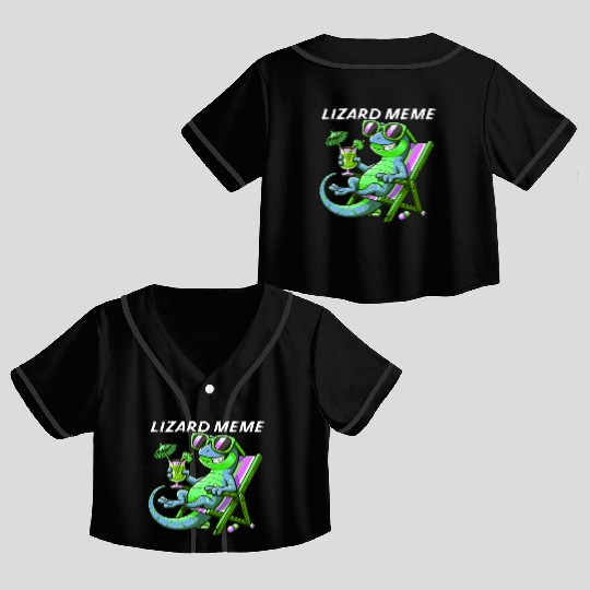 Lizard Meme Lounge Scene Crop Top Baseball Jerseys