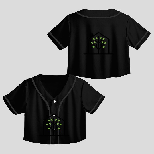 Eco-Friendly Tree Inside House Outline Crop Top Baseball Jerseys