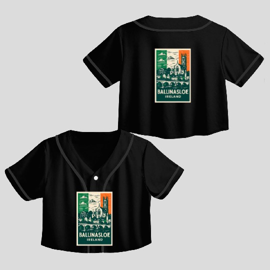 Ballinasloe Ireland Scenic Townscape Crop Top Baseball Jerseys