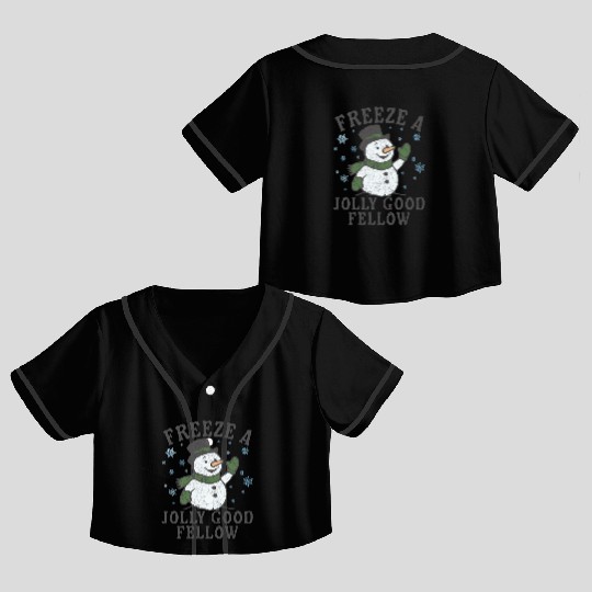 Frosty Snowman Jolly Greeting Design Crop Top Baseball Jerseys