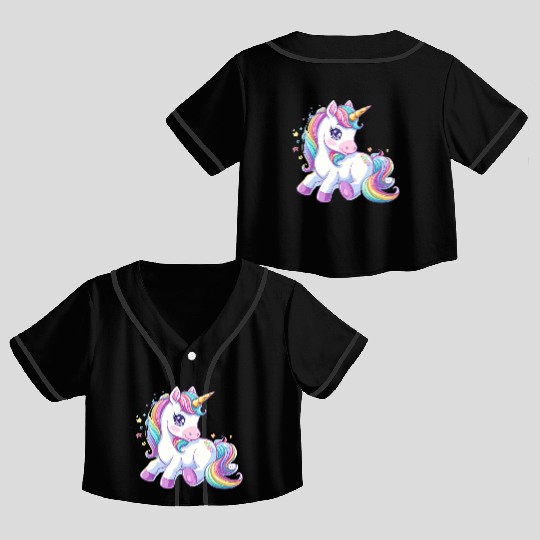 Cute unicorn rainbow fantasy Crop Top Baseball Jerseys