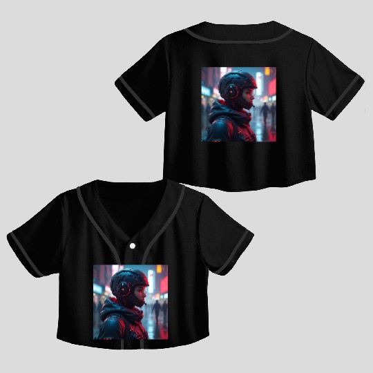 Futuristic Cyberpunk Nightscape Crop Top Baseball Jerseys