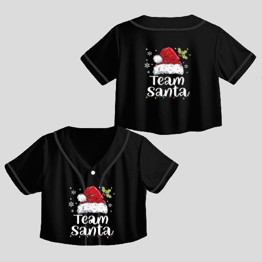 Team Santa Holiday Christmas Design Crop Top Baseball Jerseys