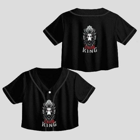 Majestic Wolf Dog King Illustration Crop Top Baseball Jerseys