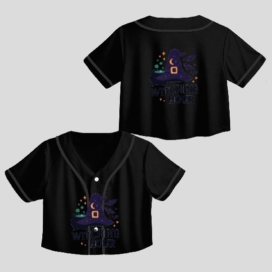 Witching Hour Night Scene Design Crop Top Baseball Jerseys