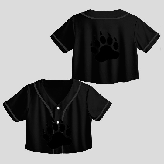 Black Bear Paw / Claw Crop Top Baseball Jerseys