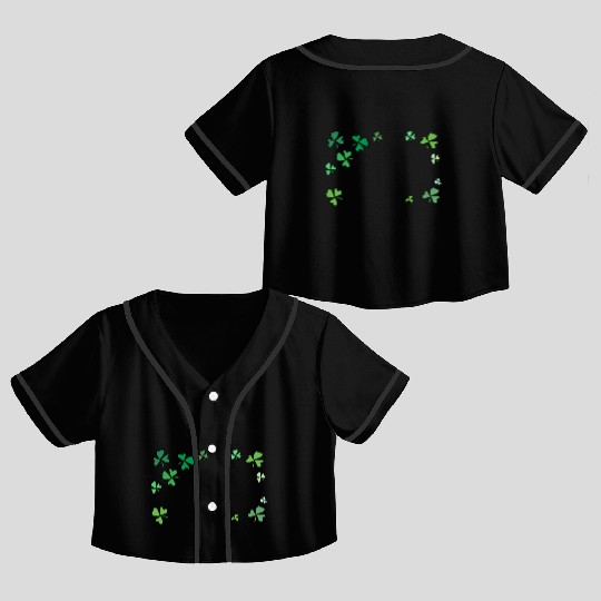 Dark green shamrocks, St Patrick's Crop Top Baseball Jerseys