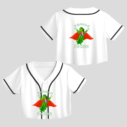 Pickleball Pickle Power Superhero Crop Top Baseball Jerseys