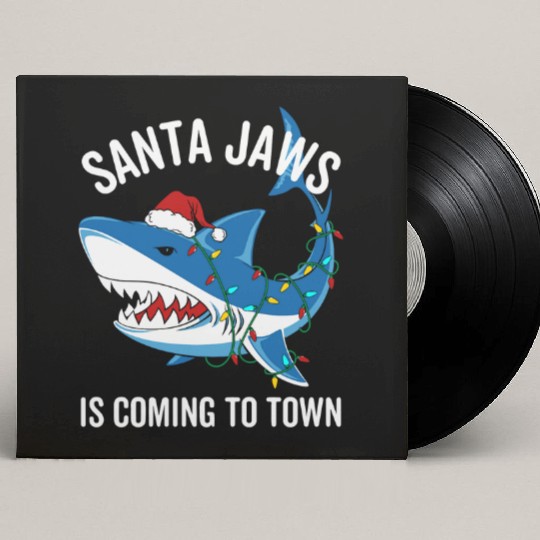 Santa Jaws Is Coming To Town Funny Christmas Shark Custom Vinyl Record Sleeves