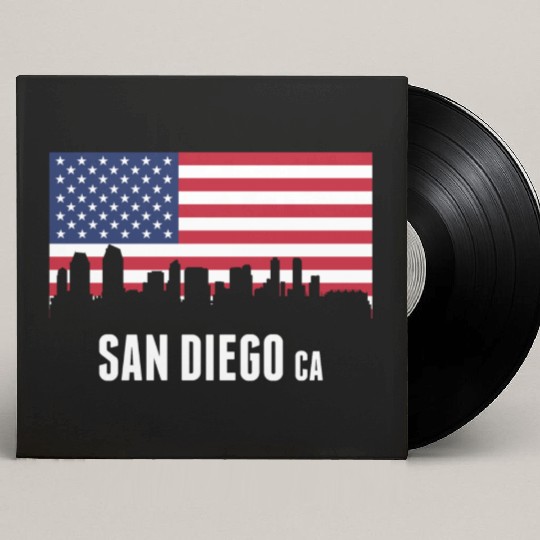 American Flag San Diego Skyline Custom Vinyl Record Sleeves