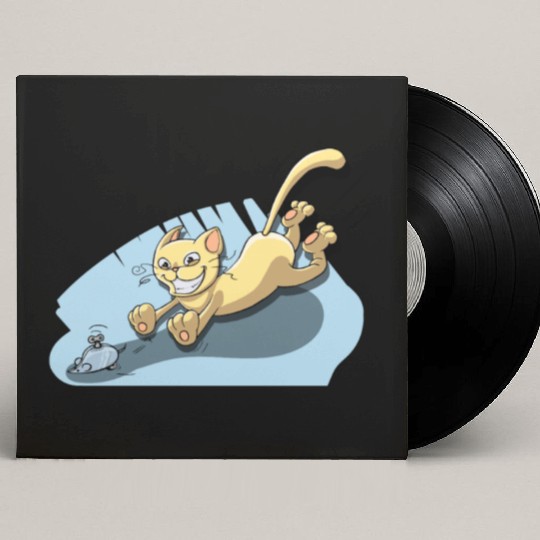 Cat Running After Rat - Tom and Jerry Illustration Custom Vinyl Record Sleeves
