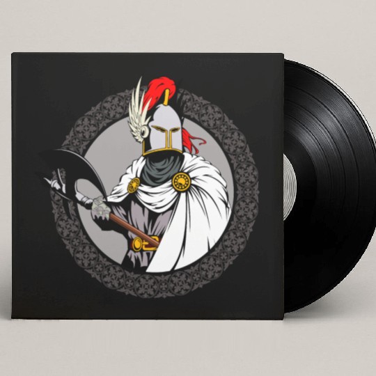 ancient warrior Sparta ax helmet raincoat pattern Custom Vinyl Record Sleeves