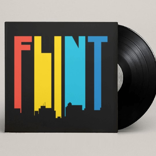Retro 1970's Style Flint Michigan Skyline Custom Vinyl Record Sleeves