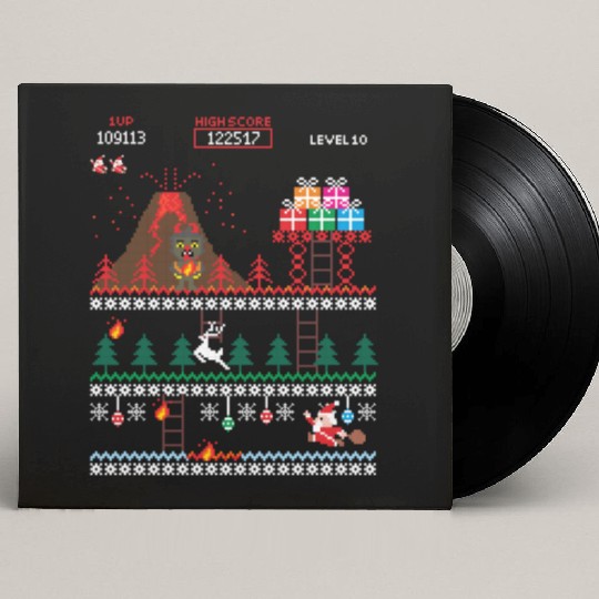 Santa vs Krampus: Merry 8-bit Christmas Custom Vinyl Record Sleeves