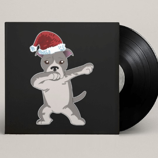 Cute Pitbull Dabbing Christmas Custom Vinyl Record Sleeves
