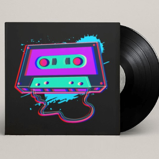 80s Music Cassette Tape : 3D, Neon, 80s songs Custom Vinyl Record Sleeves