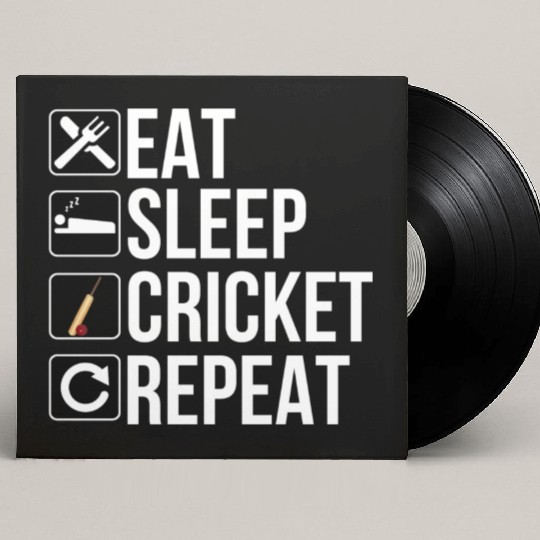 Cricket Player Gift - Eat Sleep Cricket Repeat Custom Vinyl Record Sleeves