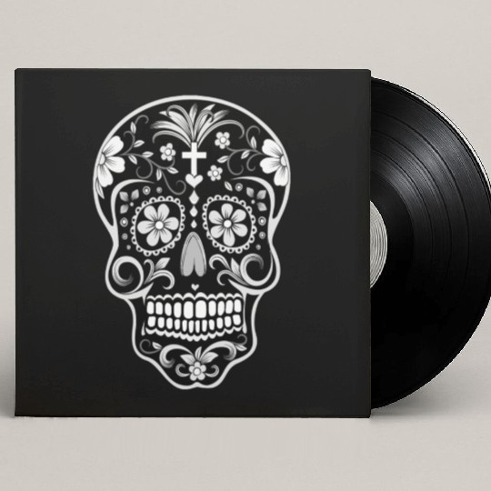 Day Of The Dead Sugar Skull Black Custom Vinyl Record Sleeves