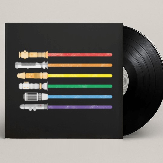 Lightsaber Rainbow Gay Pride Lesbian LGBT Custom Vinyl Record Sleeves